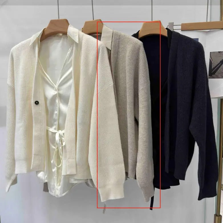 BD4521254 Women's Wool Cardigan and Silk Vest V-Neck 2 Pieces Set BC Luxury Fall Clothing for Women