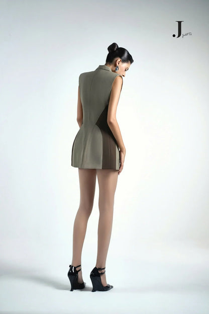 Slim Ash Grey Blazer Gilet & Ash Grey Short-skirt