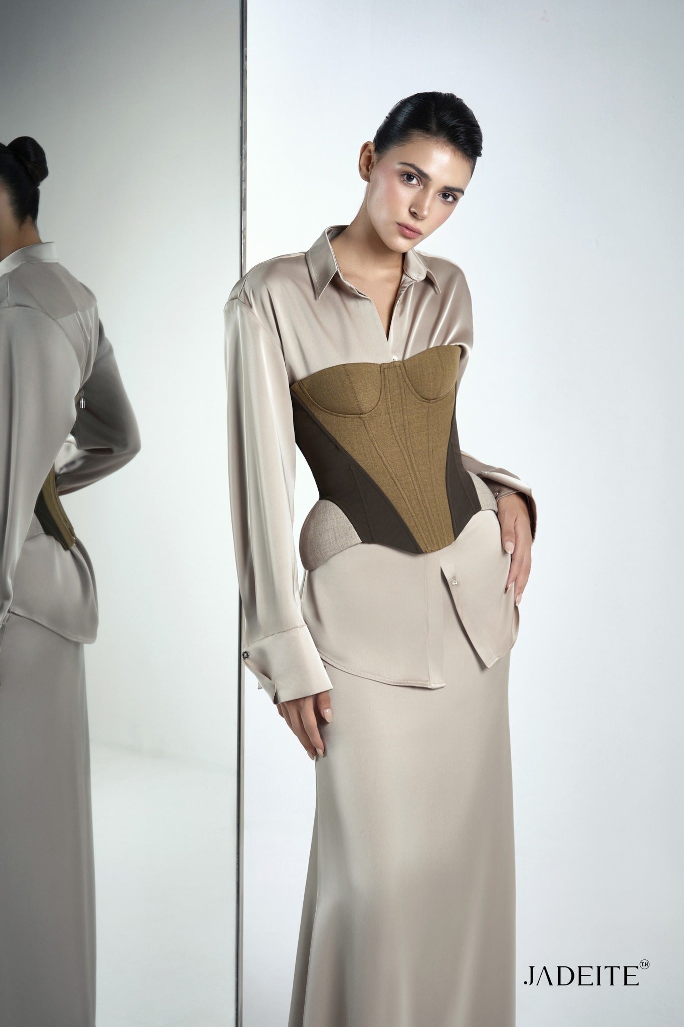 Iron Olive Corset & Planny Ver2. Nude Shirt & Kim N Maxi-Skirt